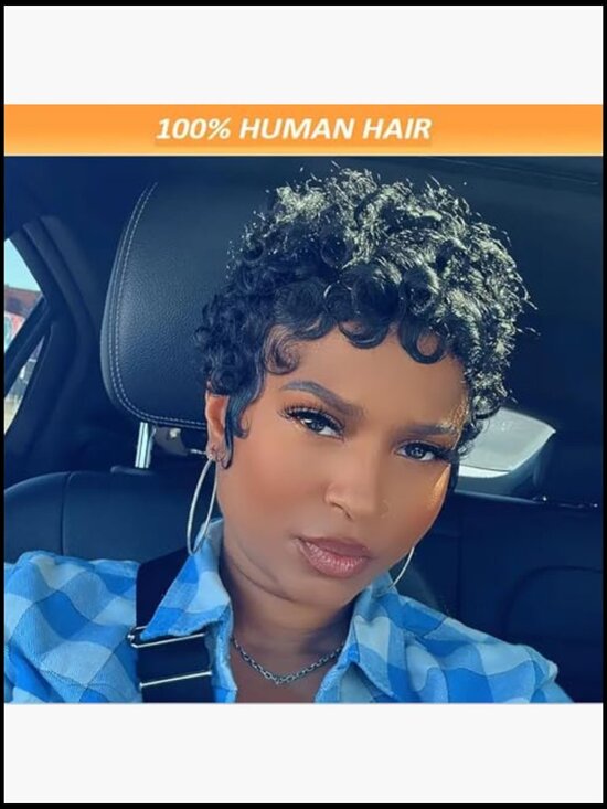 Short Curly Pixie Cut Wig Human Hair Wear and Go Glueless Daily Use